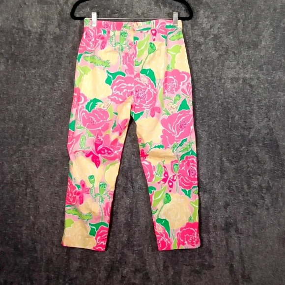 Lilly pulitzer vintage pink crop pants women's size 8 - Picture 3 of 6